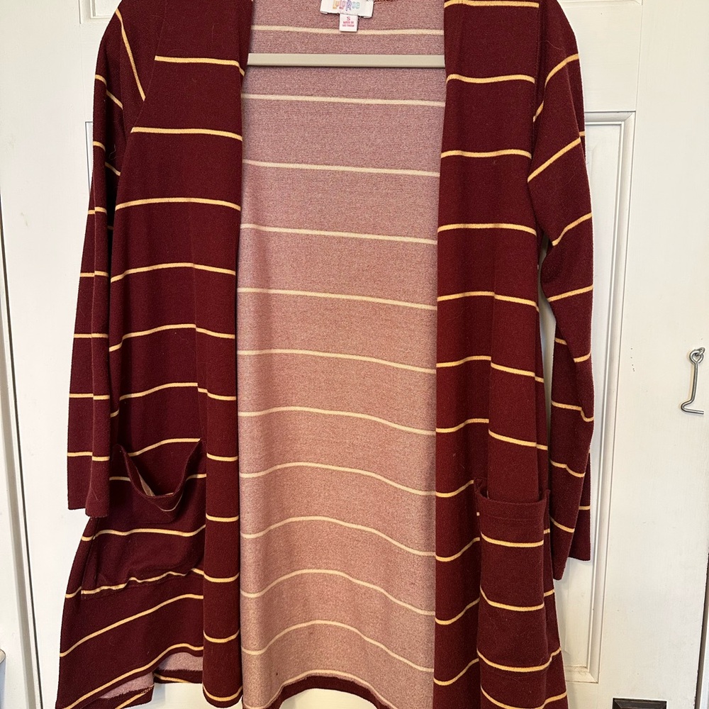 Striped Burgundy and Gold Women's Sweater